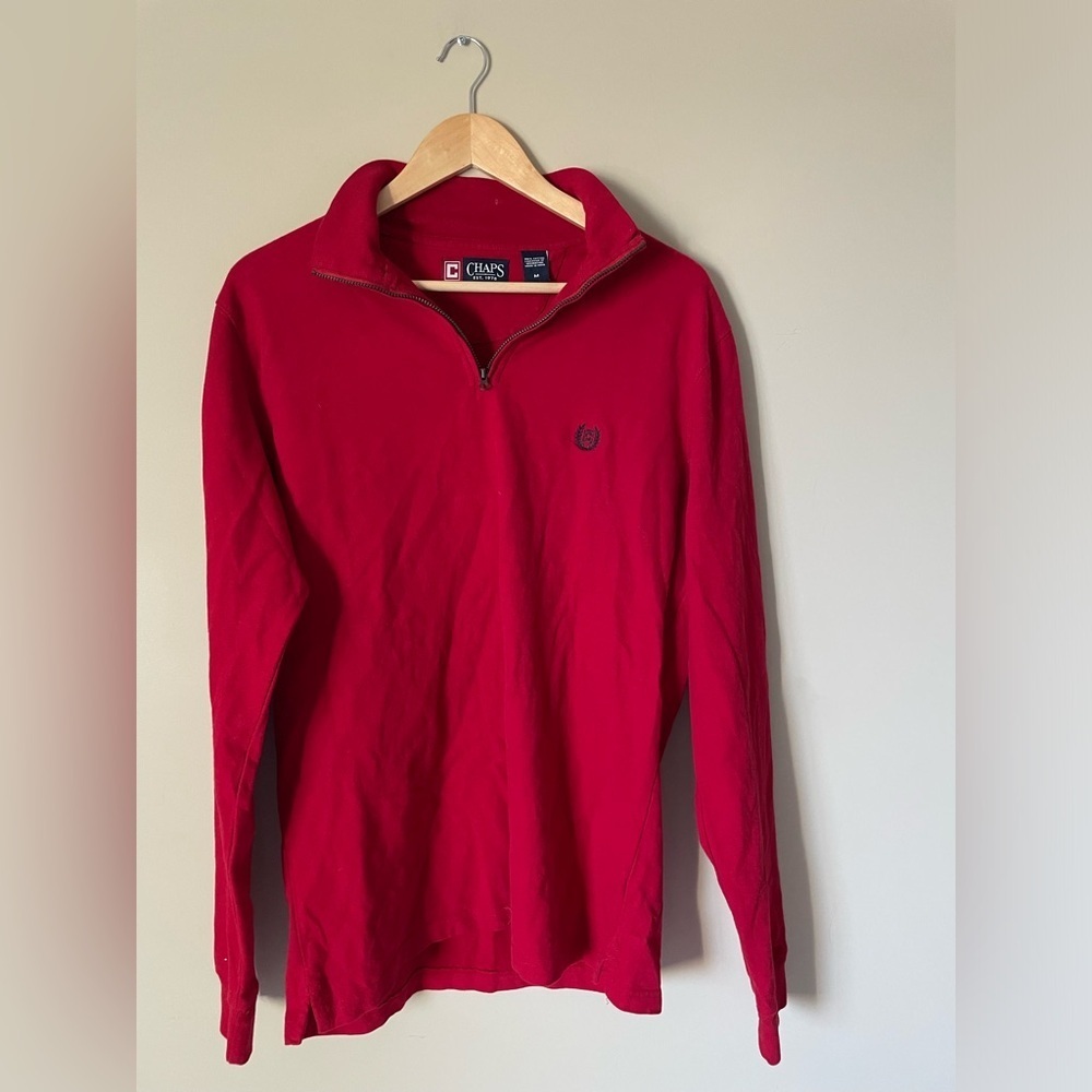 Vintage men’s Chaps Crimson Quarter-Zip Sweater size Medium 100% cotton NWOT